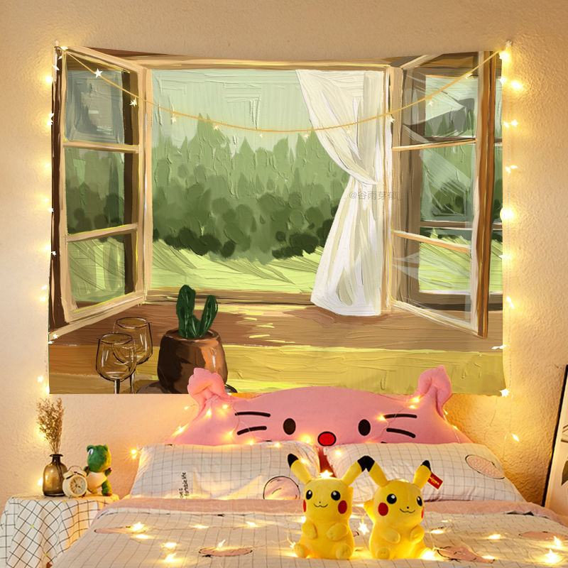 Cute Tapestry Wall Hanging Wall Decor view hanging cloth cute decoration painting tapestry net red background cloth dormitory