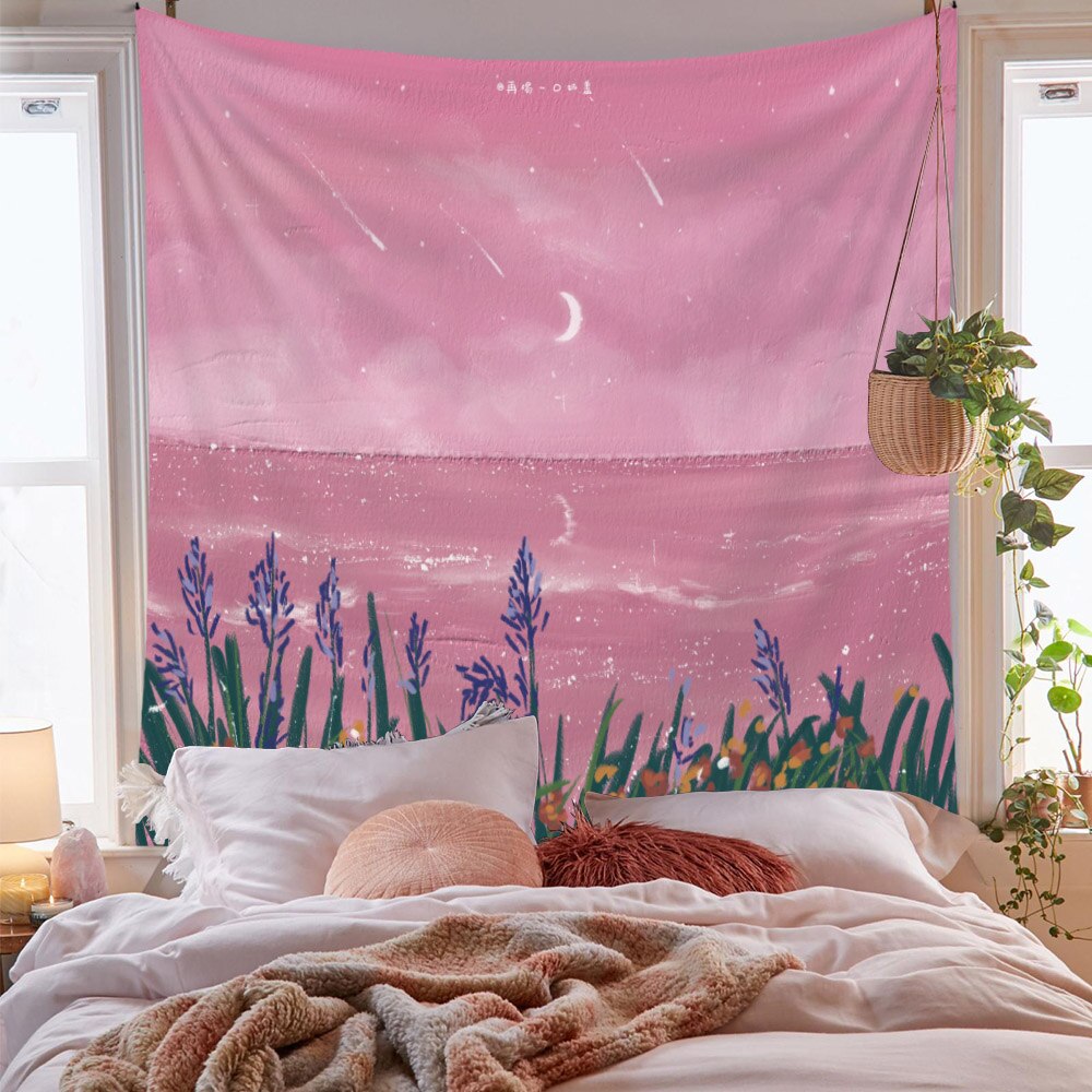 Cute Tapestry Wall Hanging Wall Decor view hanging cloth cute decoration painting tapestry net red background cloth dormitory