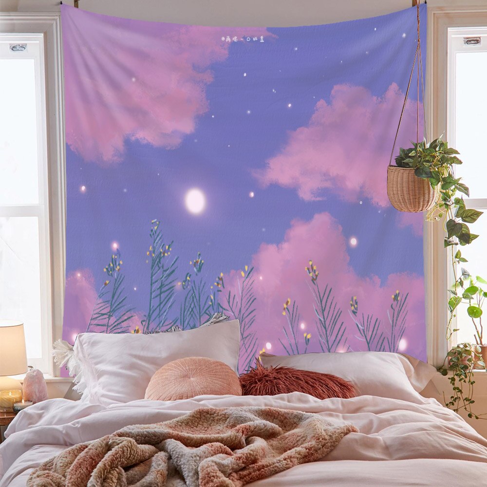 Cute Tapestry Wall Hanging Wall Decor view hanging cloth cute decoration painting tapestry net red background cloth dormitory