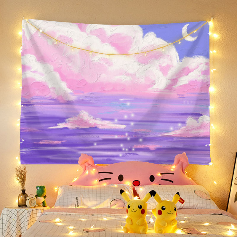 Cute Tapestry Wall Hanging Wall Decor view hanging cloth cute decoration painting tapestry net red background cloth dormitory