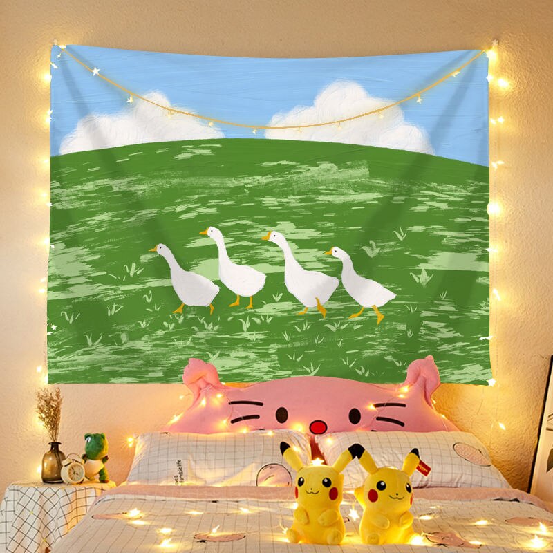 Cute Tapestry Wall Hanging Wall Decor view hanging cloth cute decoration painting tapestry net red background cloth dormitory