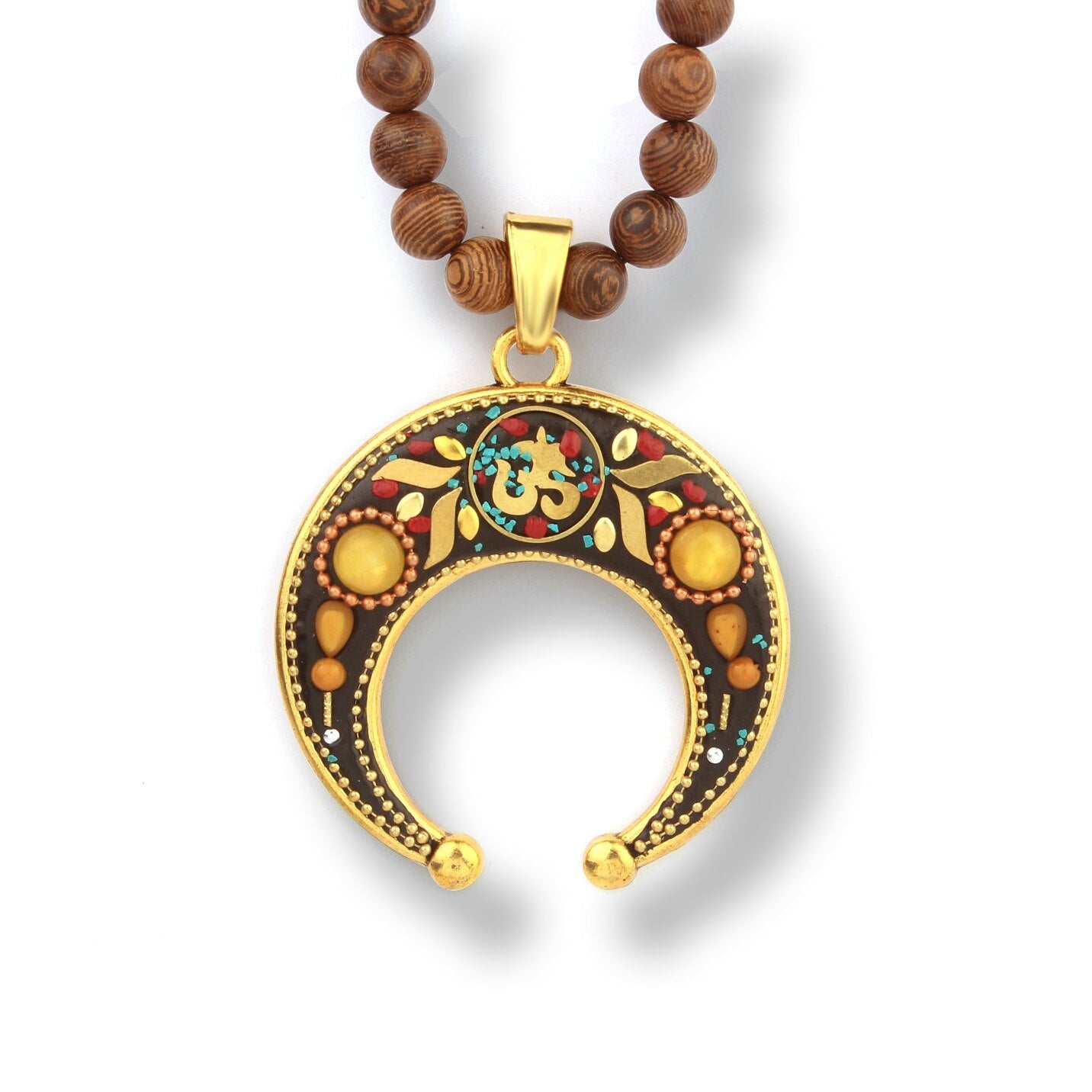 Ethnic Style Vintage Wooden Bead Necklace, Nepalese Style, Handmade and Creative Pendant Jewelry,Sweater necklace For women