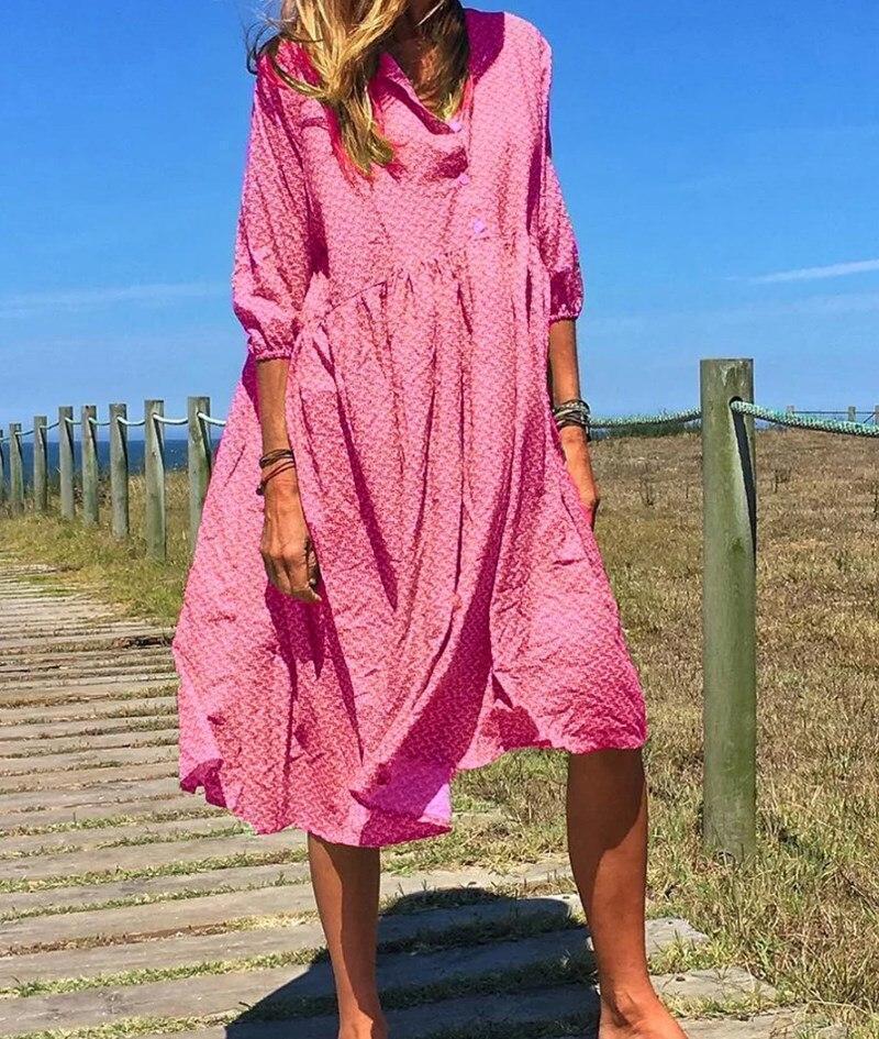 Fashion Women Summer Long Dress Print Causal Boho Lady Plus Sundress Beach Dresses