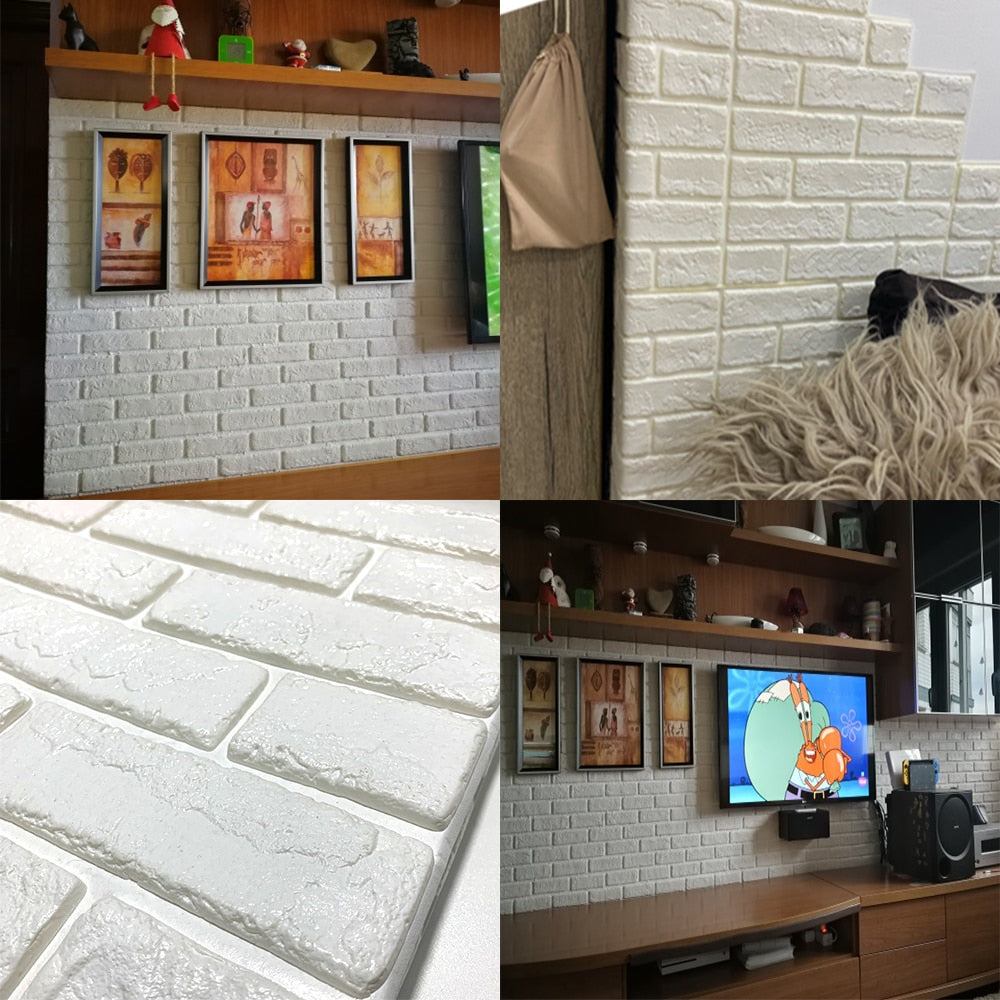 Foam 3D Wall Stickers Self Adhesive Wallpaper Panels Home Decor Living Room Bedroom House Decoration Bathroom Brick Wall Sticker