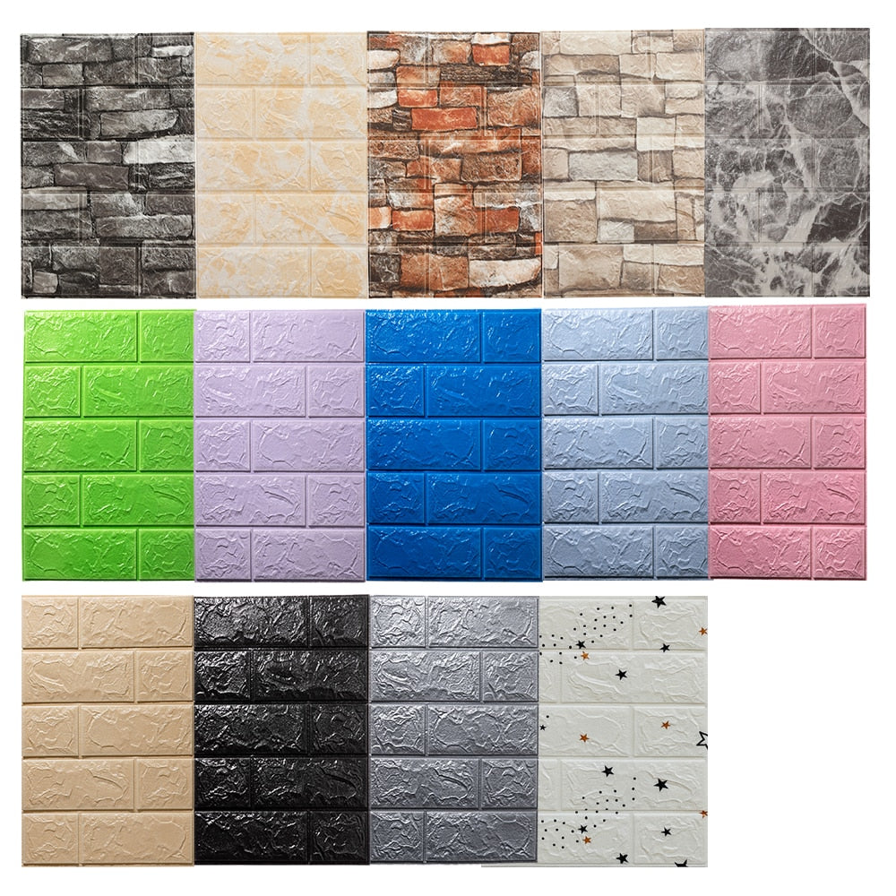 Foam 3D Wall Stickers Self Adhesive Wallpaper Panels Home Decor Living Room Bedroom House Decoration Bathroom Brick Wall Sticker