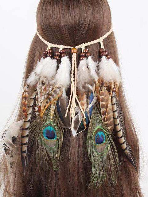 Gypsy Indian Hippie Bohemian Feather Hair Band Headwear