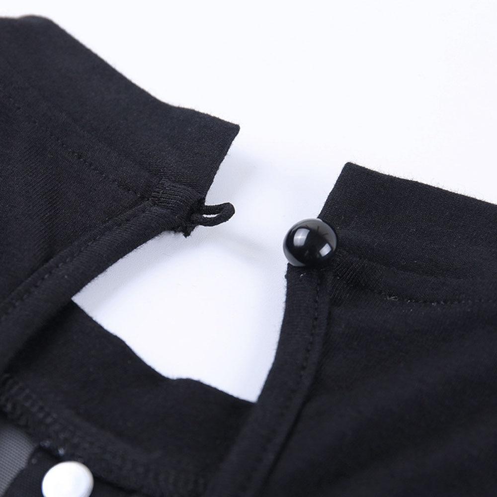 Mesh Patchwork Long Sleeve Bodycon Black Tops Women Gothic Punk Slim Turtleneck Streetwear