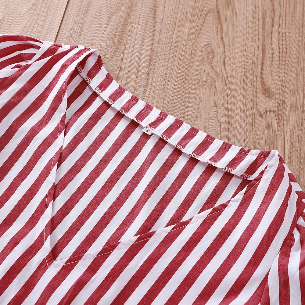 Tops Womens new arrived Casual Striped V-Neck Full sleeve Shirt brief t-shirt