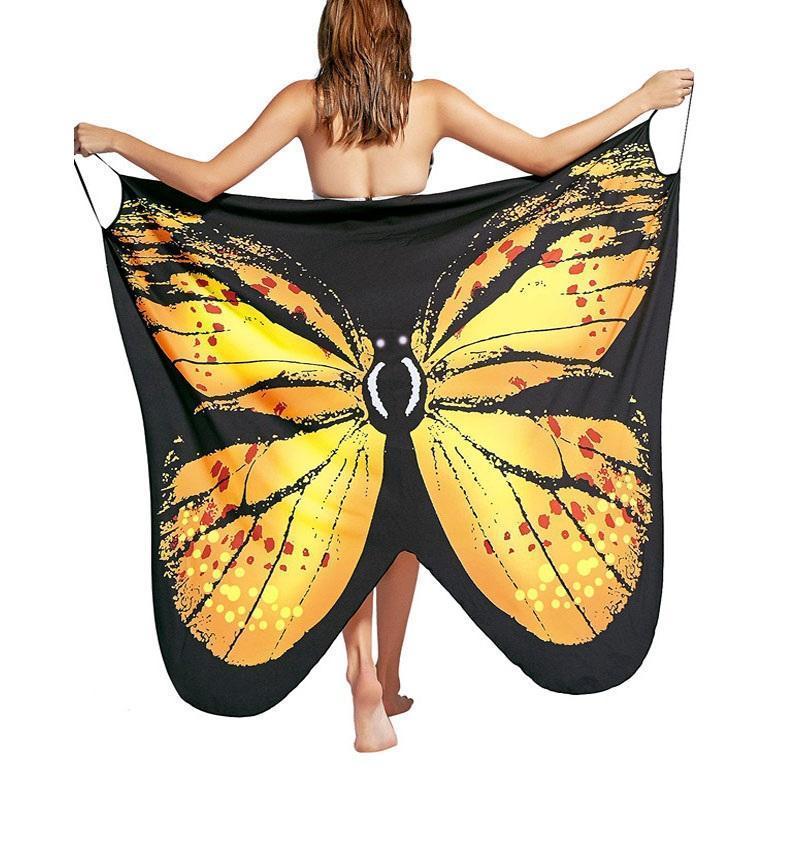 Butterfly Print Sexy Backless Beach One-piece Cover-up Dress