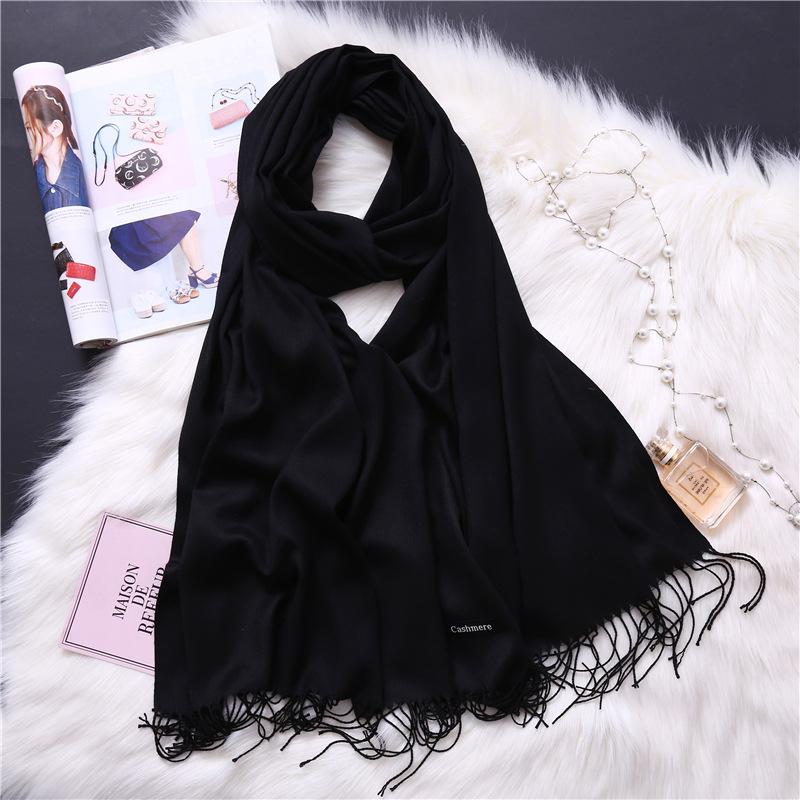 Winter Solid Color Warm Long Imitation Cashmere Shawls Scarf