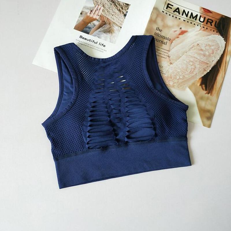 CHRLEISURE Fashion Women Workout Bra Sexy Solid Seamless Fitness vest Elasticity Workout Top Tank Hollow Breathable Bra