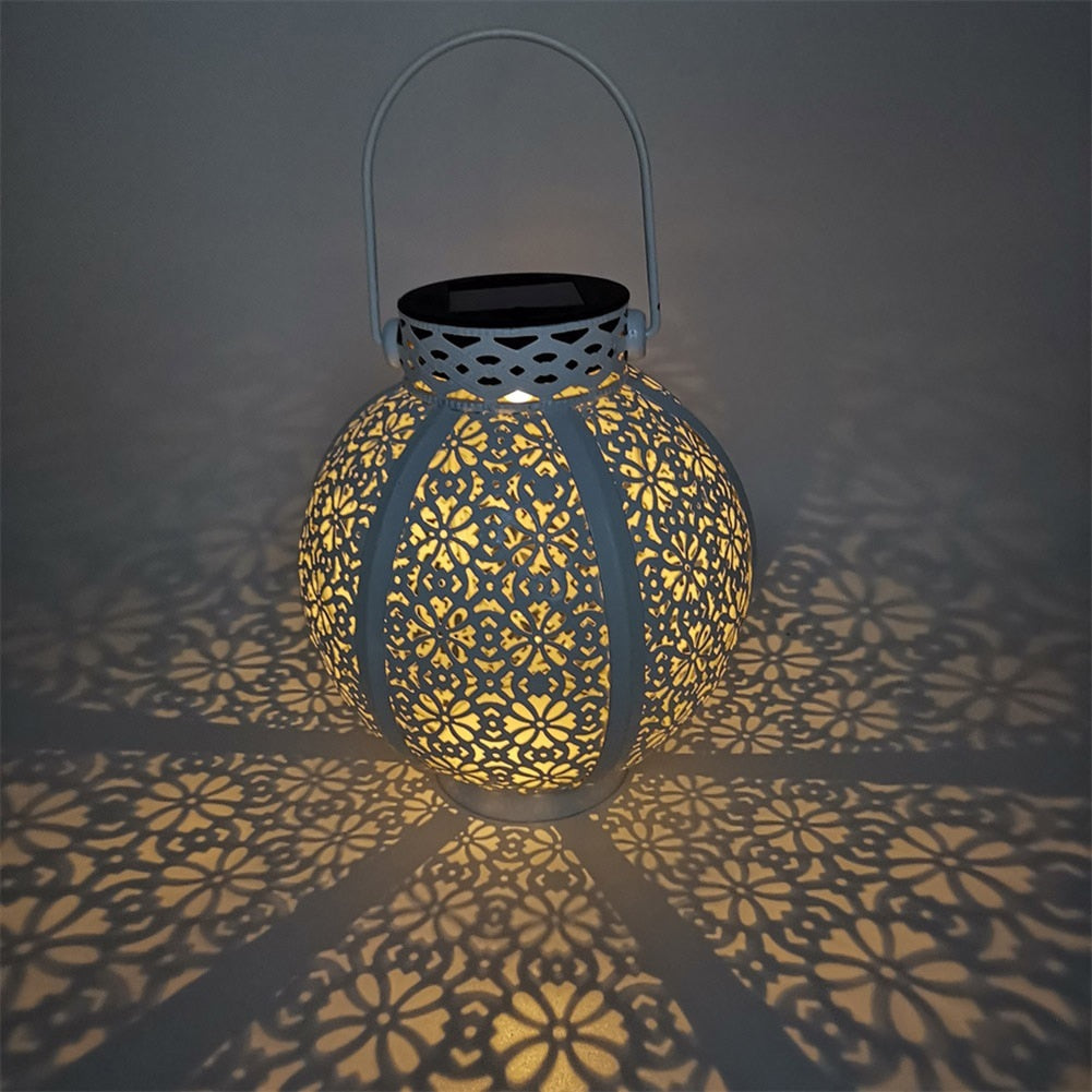 Waterproof Solar Lamp Retro Hollow Lantern Light Art Decorative Solar garden light Solar LED Light for Courtyard Landscape