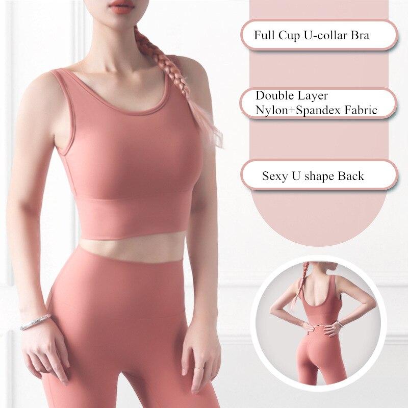 Full Cup Shockproof Sports Bra Gym Brassiere sport femme Fitness Push Up Sport Bra Yoga Tops U Back