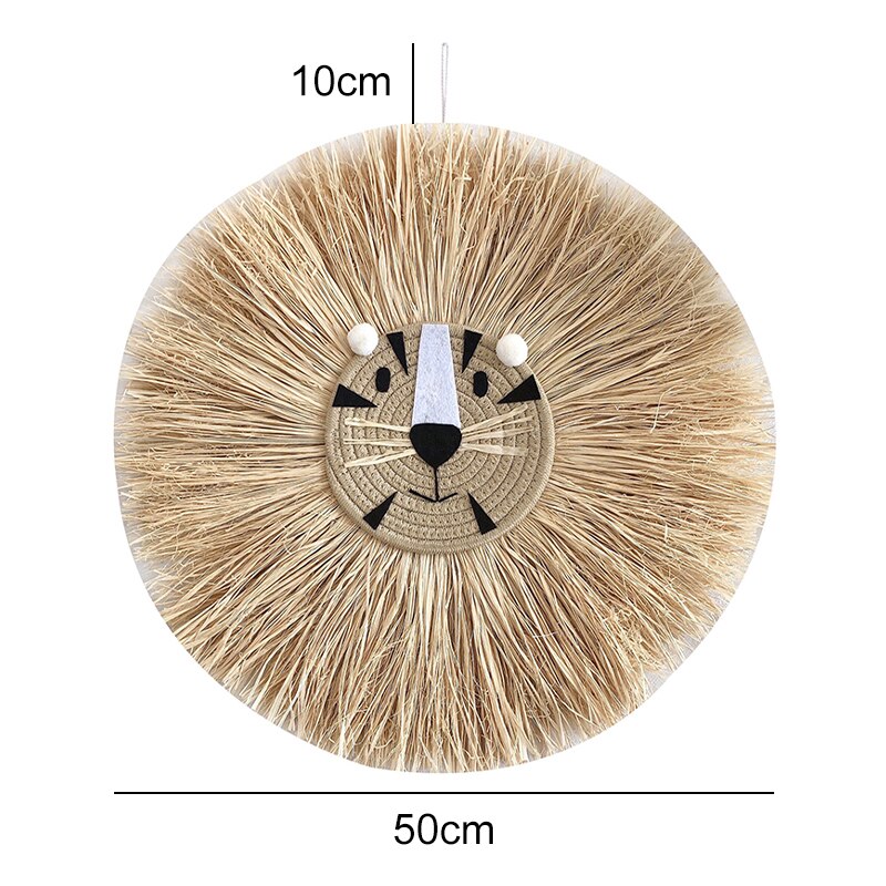 Home decoration Tapestry Handwoven Cartoon Lion Hanging Decorations Cute Animal Head Ornament Children room Wall Hanging