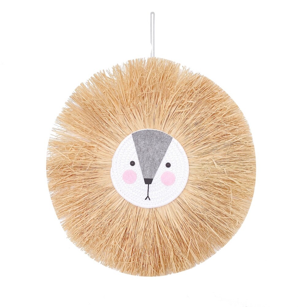 Home decoration Tapestry Handwoven Cartoon Lion Hanging Decorations Cute Animal Head Ornament Children room Wall Hanging