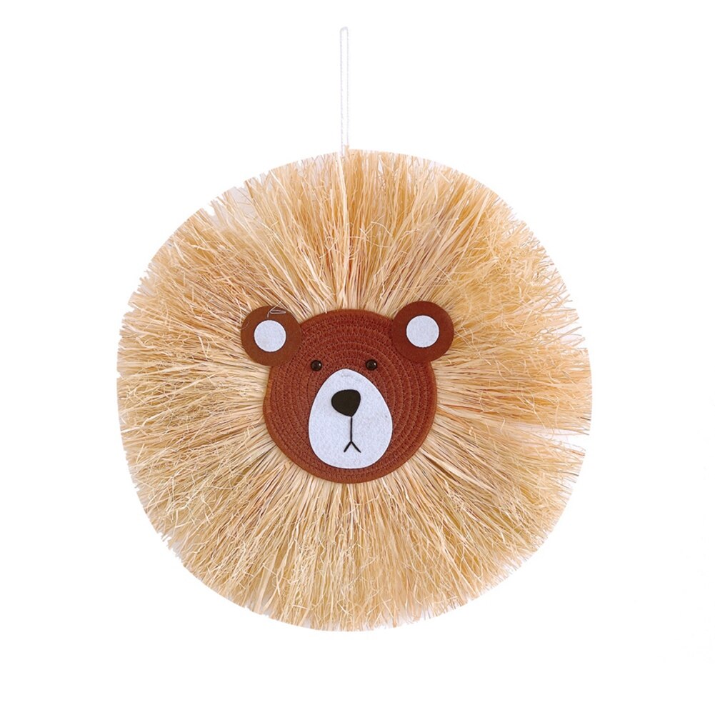 Home decoration Tapestry Handwoven Cartoon Lion Hanging Decorations Cute Animal Head Ornament Children room Wall Hanging