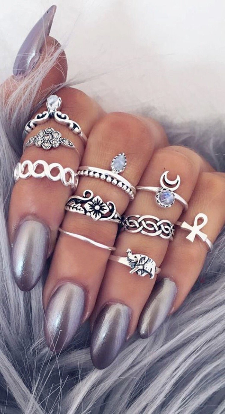 10 pcs BOHO ring set statement style bohemia party