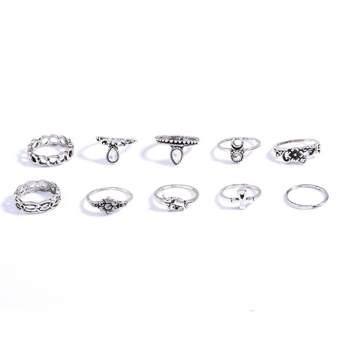 10 pcs BOHO ring set statement style bohemia party