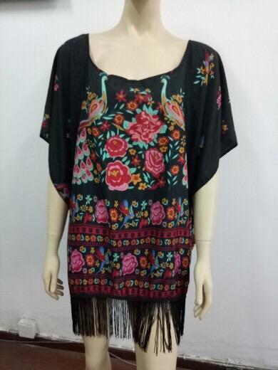 2018 Hot Sale Bikini Print Tassel Cover up