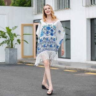 2018 Hot Sale Bikini Print Tassel Cover up