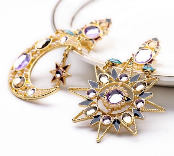 1 pair Sun & Moon Earring Fashion fringed Bohemia Jewelry for Party