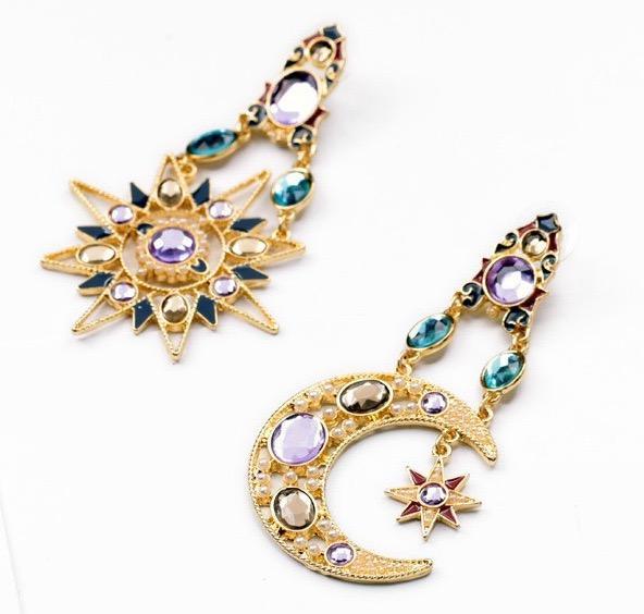 1 pair Sun & Moon Earring Fashion fringed Bohemia Jewelry for Party