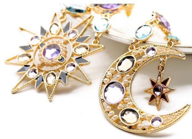 1 pair Sun & Moon Earring Fashion fringed Bohemia Jewelry for Party