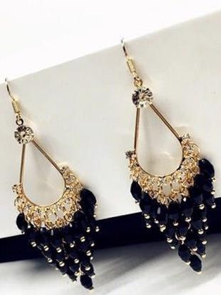 Mystic Water Drops Tassel Shinning Earrings