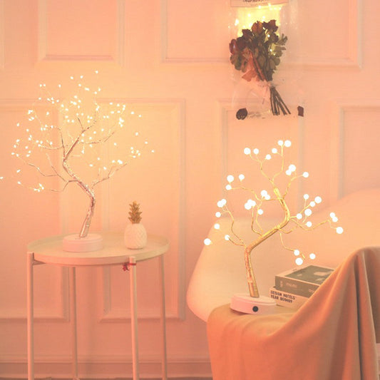 LED Night Light Mini Christmas Twinkling Tree Copper Wire Garland Lamp For Holiday Home Kids Bedroom Decor Luminary Fairy Lights