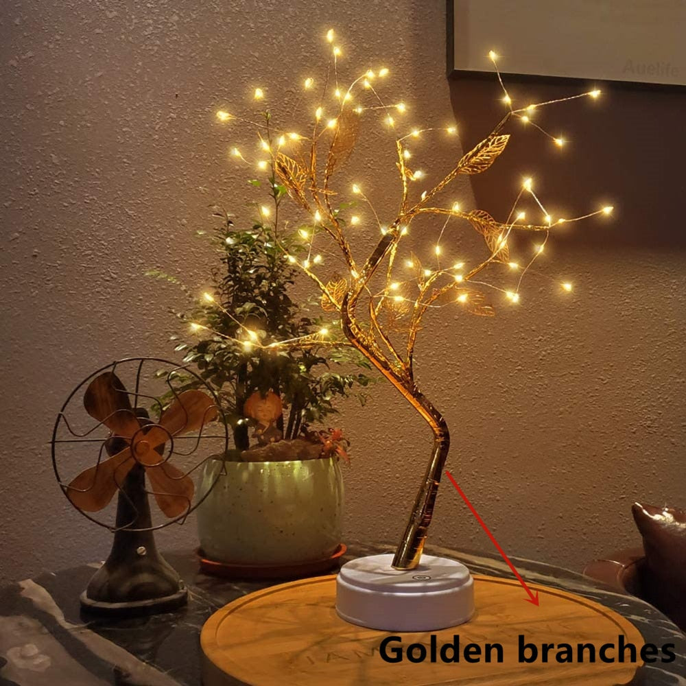 LED Night Light Mini Christmas Twinkling Tree Copper Wire Garland Lamp For Holiday Home Kids Bedroom Decor Luminary Fairy Lights
