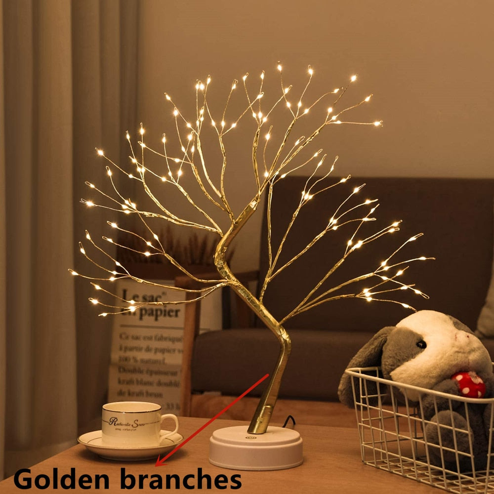 LED Night Light Mini Christmas Twinkling Tree Copper Wire Garland Lamp For Holiday Home Kids Bedroom Decor Luminary Fairy Lights