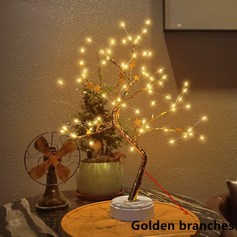 LED Night Light Mini Christmas Twinkling Tree Copper Wire Garland Lamp For Holiday Home Kids Bedroom Decor Luminary Fairy Lights