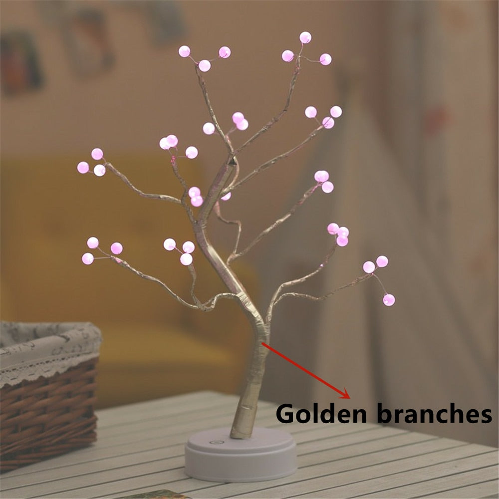 LED Night Light Mini Christmas Twinkling Tree Copper Wire Garland Lamp For Holiday Home Kids Bedroom Decor Luminary Fairy Lights