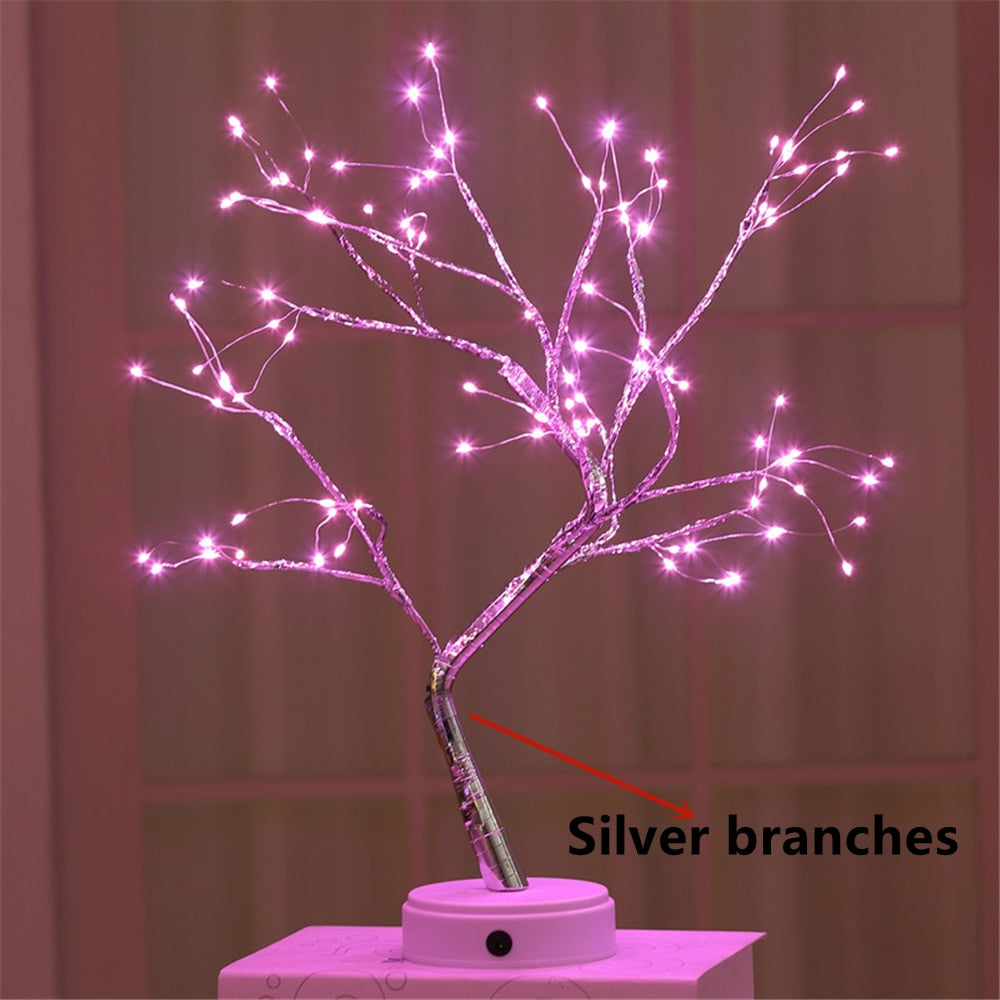 LED Night Light Mini Christmas Twinkling Tree Copper Wire Garland Lamp For Holiday Home Kids Bedroom Decor Luminary Fairy Lights