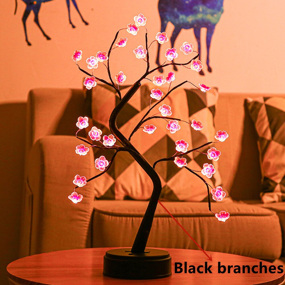 LED Night Light Mini Christmas Twinkling Tree Copper Wire Garland Lamp For Holiday Home Kids Bedroom Decor Luminary Fairy Lights