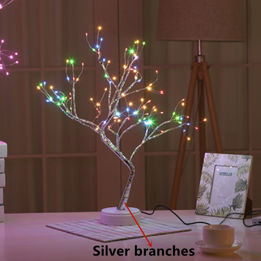 LED Night Light Mini Christmas Twinkling Tree Copper Wire Garland Lamp For Holiday Home Kids Bedroom Decor Luminary Fairy Lights