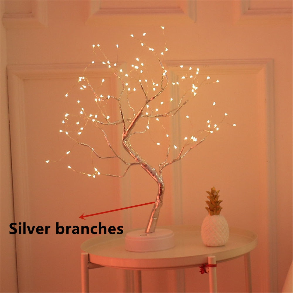 LED Night Light Mini Christmas Twinkling Tree Copper Wire Garland Lamp For Holiday Home Kids Bedroom Decor Luminary Fairy Lights