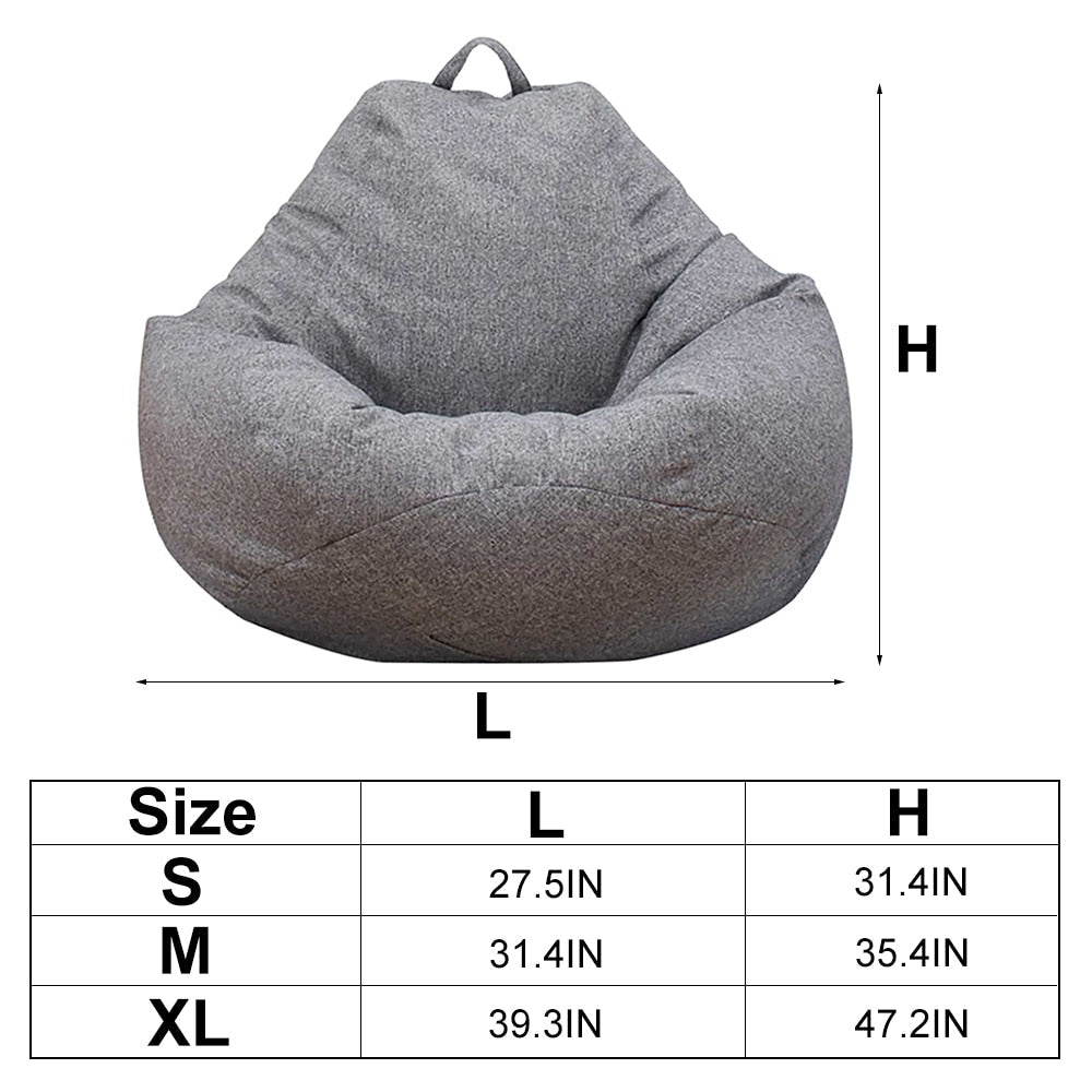 Lazy Sofa Cover Solid Chair Covers Without Filler Linen Cloth Lounger Seat Bean Bag Pouf Puff Couch Tatami Living Room Beanbags
