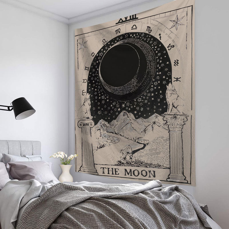 Mandala Tapestry Tarot Card Wall Hanging Astrology Divination Witchcraft Room Decor Bedspread Throw Cover Sun Moon Wall Decor