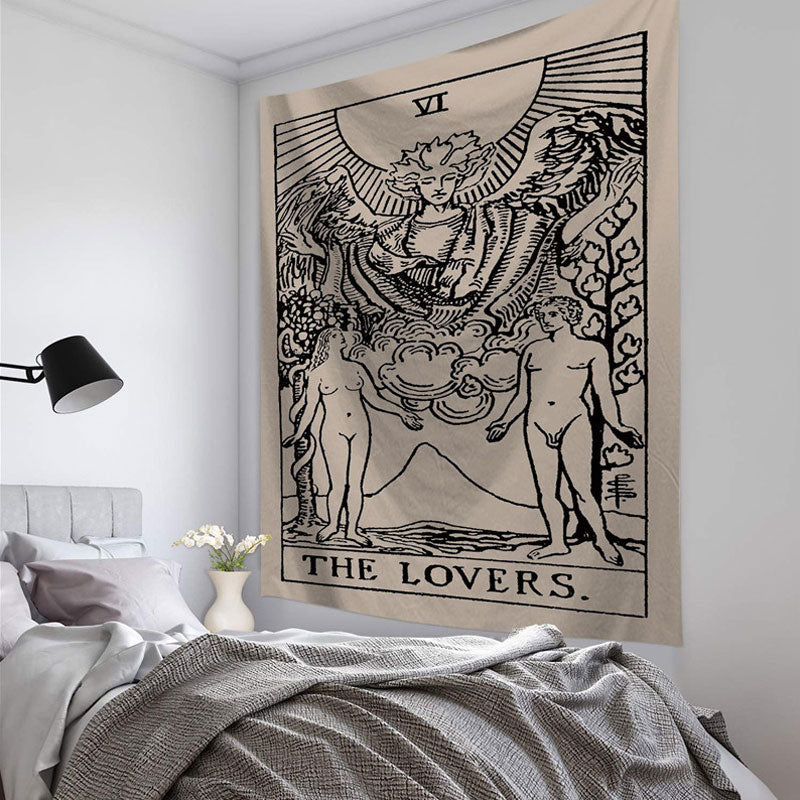 Mandala Tapestry Tarot Card Wall Hanging Astrology Divination Witchcraft Room Decor Bedspread Throw Cover Sun Moon Wall Decor