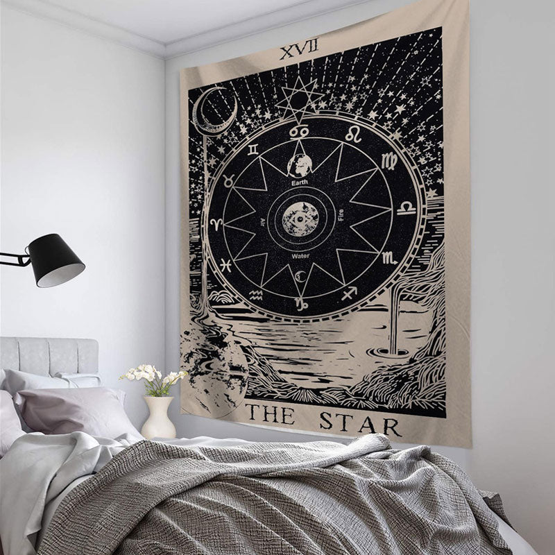 Mandala Tapestry Tarot Card Wall Hanging Astrology Divination Witchcraft Room Decor Bedspread Throw Cover Sun Moon Wall Decor
