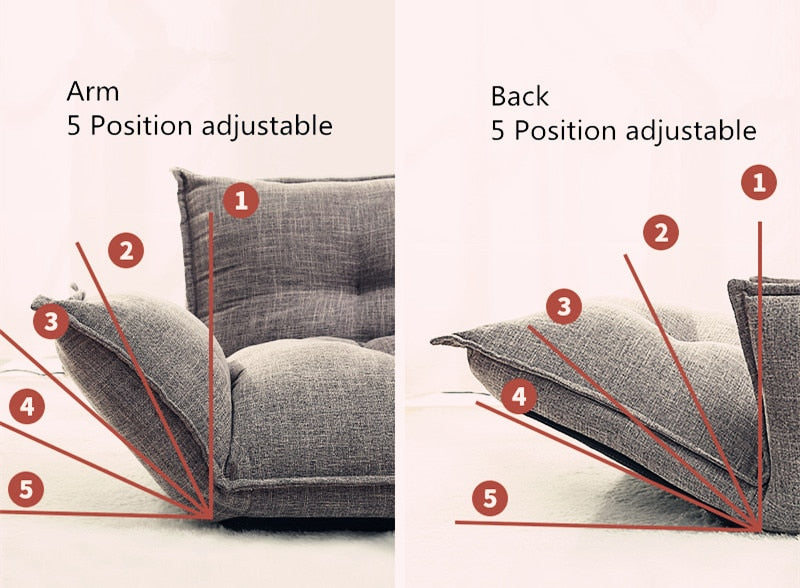 Modern Design Floor Sofa Bed 5 Position Adjustable Lazy Sofa Japanese Style Furniture Living Room Reclining Folding Sofa Couch