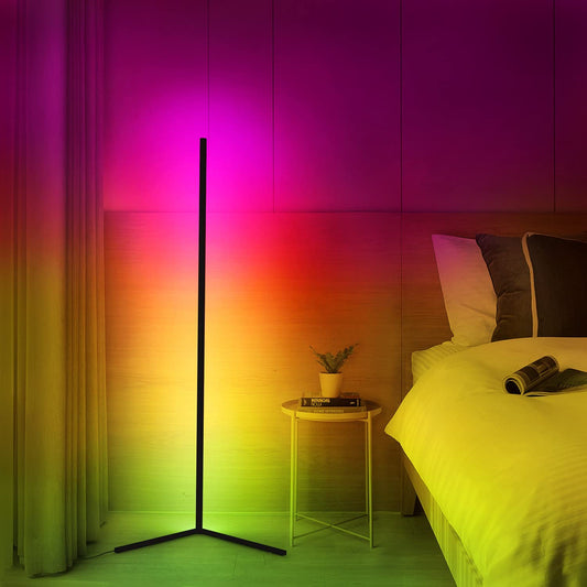 Modern RGB LED Floor Lamps Indoor Lighting Atmosphere Bluetooth Remote Control Standing Light Bedroom Bedside Dining Room Decor