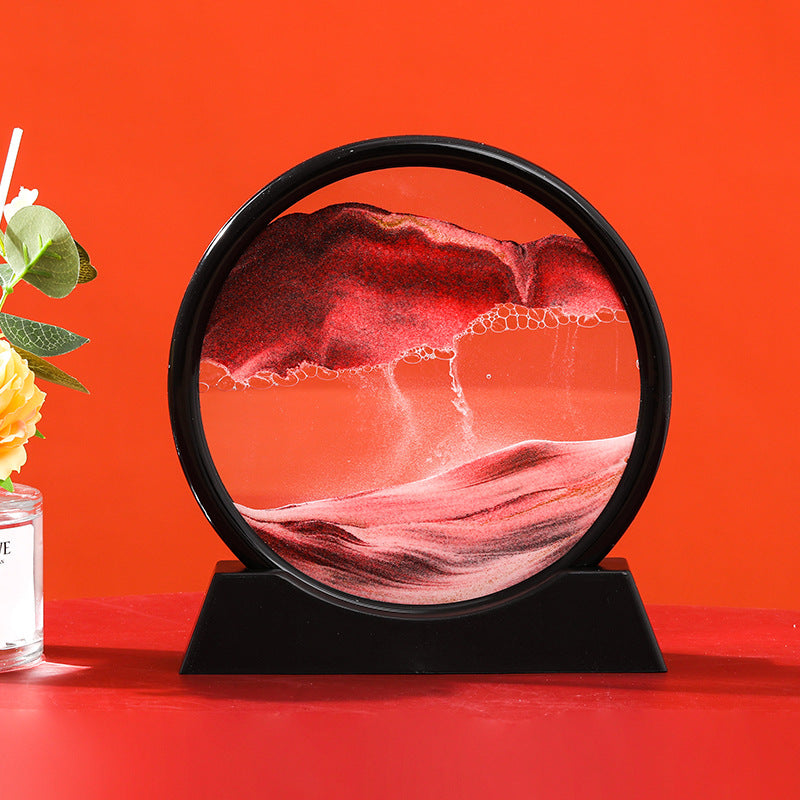 Moving Sand Art Picture Round Glass 3D Hourglass Deep Sea Sandscape In Motion Display Flowing Sand Frame 7/12inch For home Decor