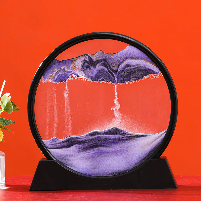 Moving Sand Art Picture Round Glass 3D Hourglass Deep Sea Sandscape In Motion Display Flowing Sand Frame 7/12inch For home Decor