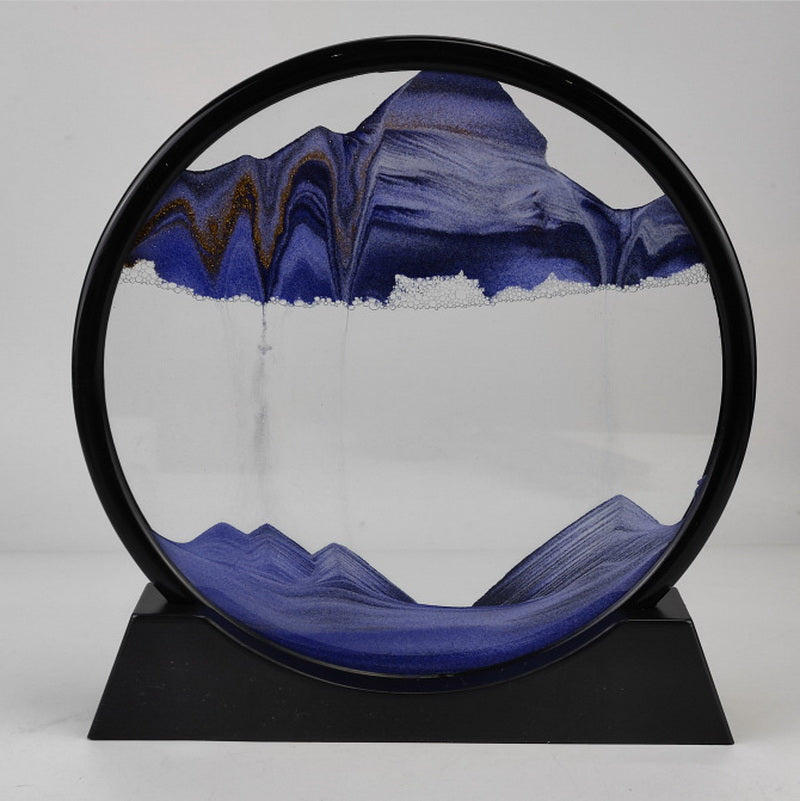 Moving Sand Art Picture Round Glass 3D Hourglass Deep Sea Sandscape In Motion Display Flowing Sand Frame 7/12inch For home Decor