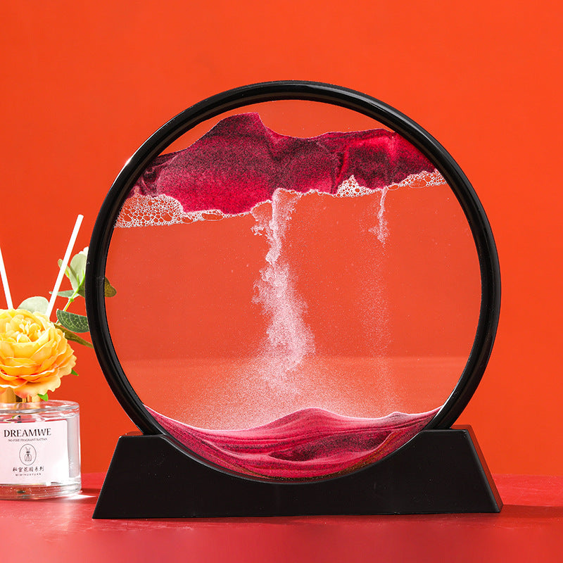 Moving Sand Art Picture Round Glass 3D Hourglass Deep Sea Sandscape In Motion Display Flowing Sand Frame 7/12inch For home Decor
