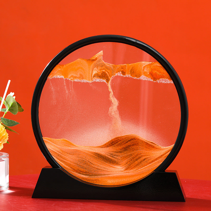 Moving Sand Art Picture Round Glass 3D Hourglass Deep Sea Sandscape In Motion Display Flowing Sand Frame 7/12inch For home Decor