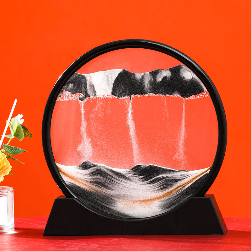 Moving Sand Art Picture Round Glass 3D Hourglass Deep Sea Sandscape In Motion Display Flowing Sand Frame 7/12inch For home Decor