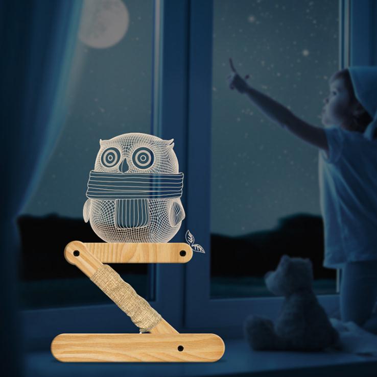 New Dog Folding Wood 3d Lamp Bedroom Children's Room Christmas Gift 3d Night Table Lamps For Bedroom Korean Desk Lamp
